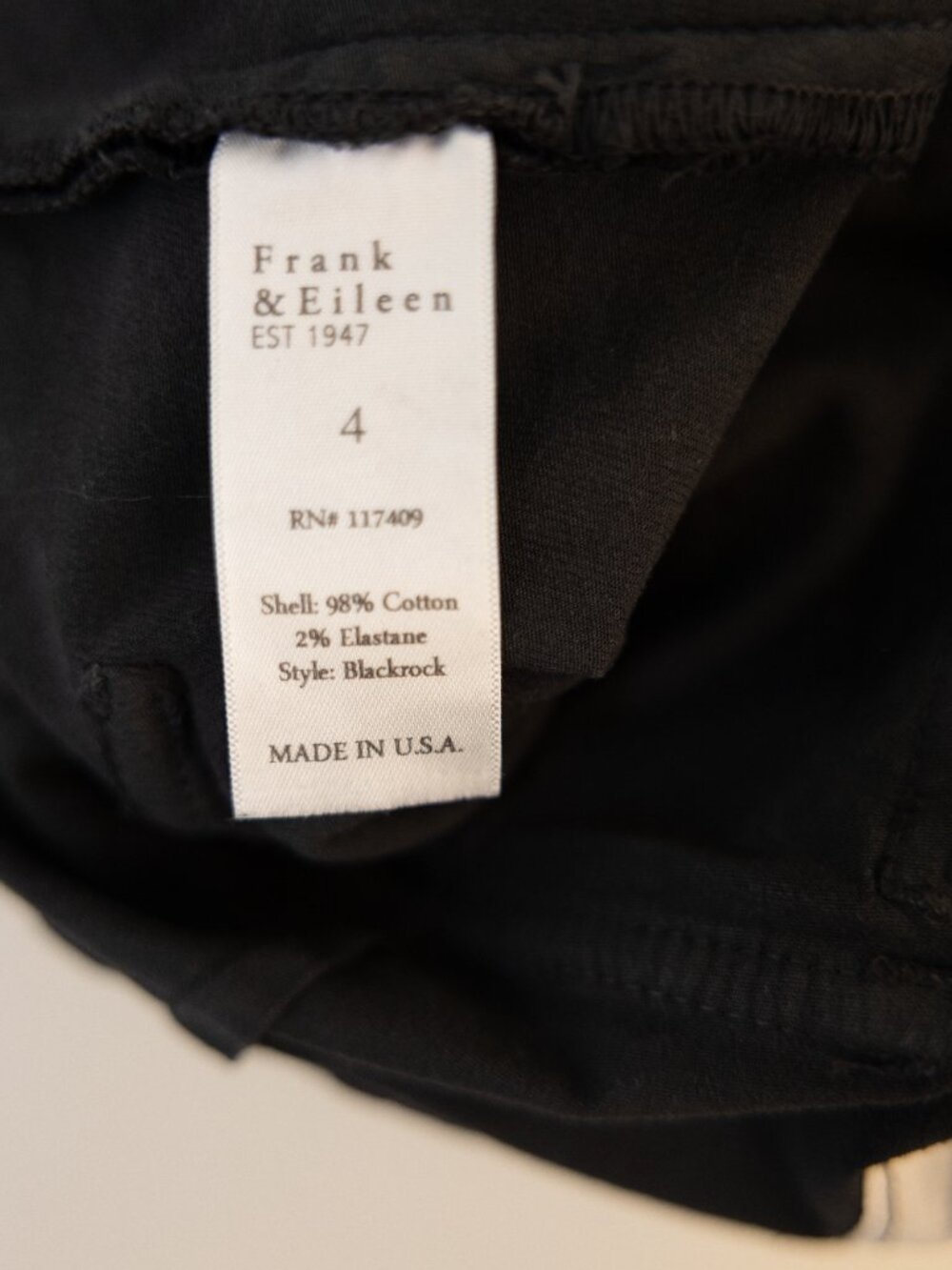 Frank & Eileen Blackrock Italian Peached Twill in Washed Black, size 4 - Picture 10 of 12